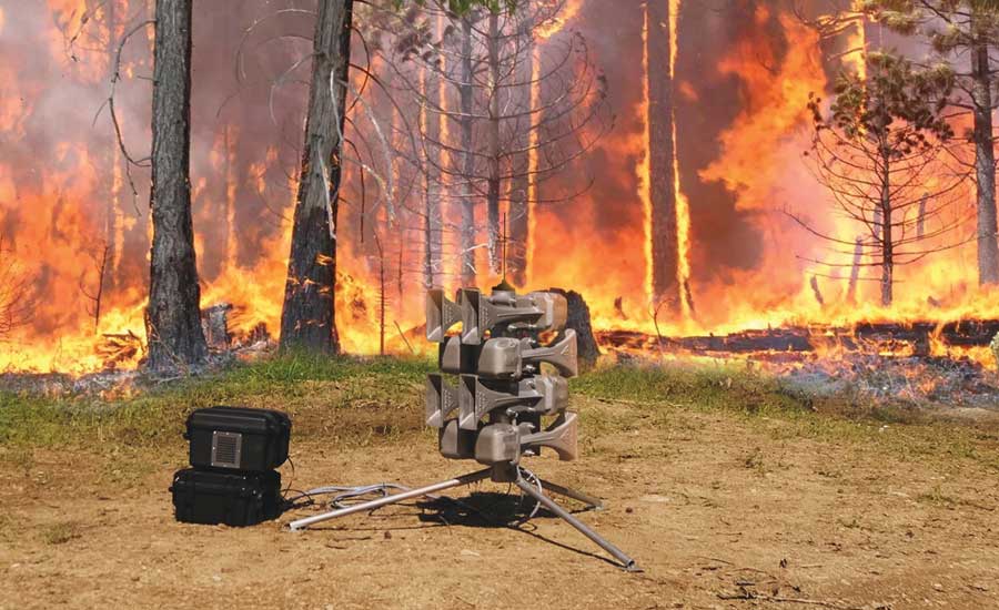 Sistema de Alerta de Incêndios Florestais – Protegendo Vidas Contra os Incêndios Sistema de Alerta de Incêndios Florestais em ação – sirenes alertando sobre um incêndio