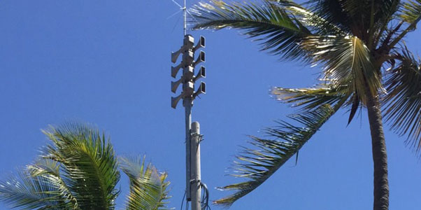 sirene eletrónica de emergência instalada em Puntarenas, Costa Rica